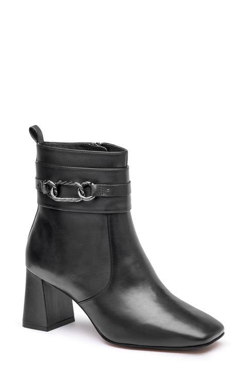 Whitney Chain Leather Bootie