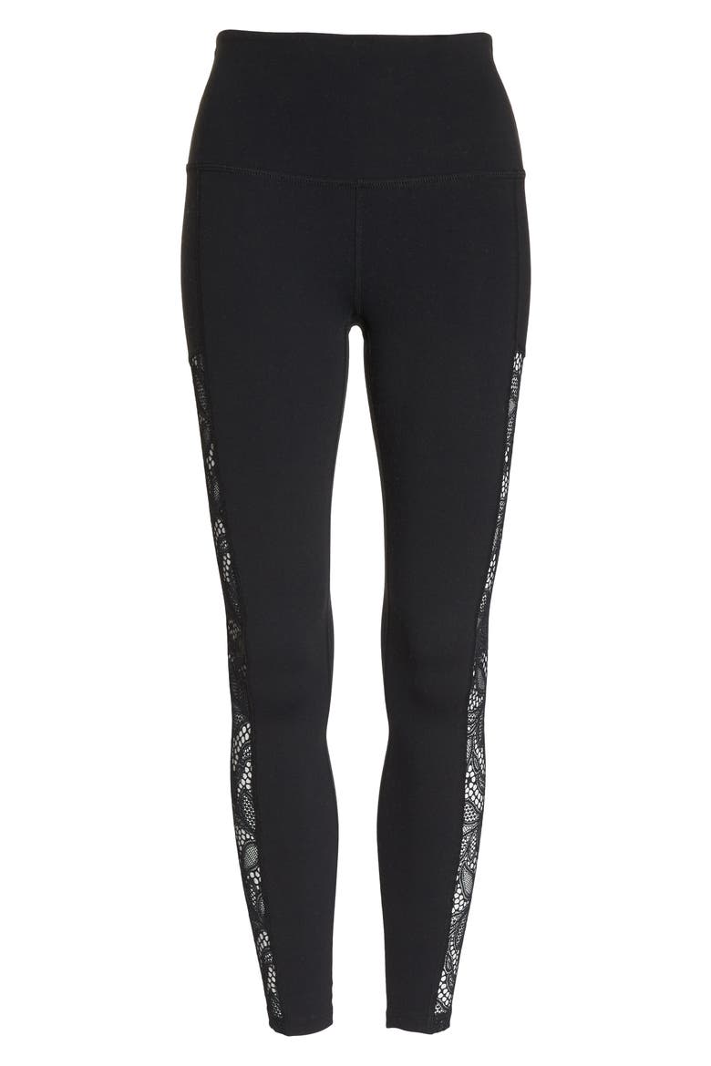 Lace Way High Rise Ankle Leggings, Alternate, color, JET BLACK