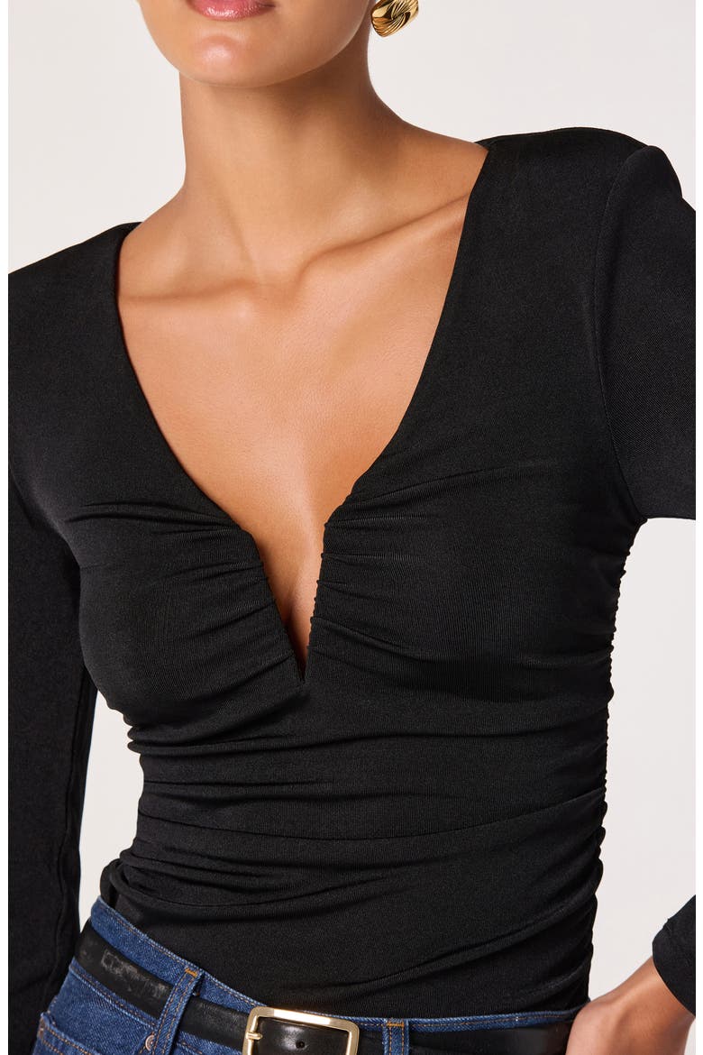 Wire Ruched Top, Alternate, color, BLACK