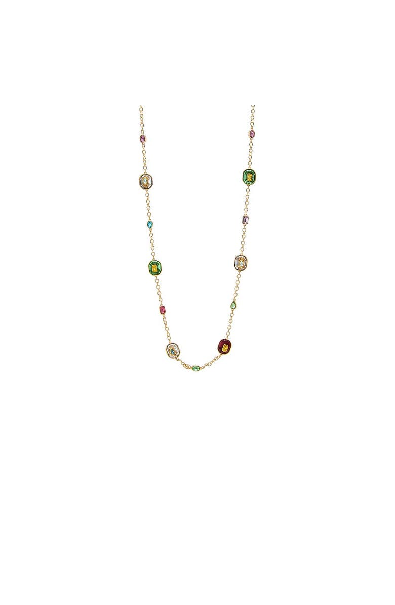 BY ADINA EDEN Multi Colored Square Stone Link Necklace, Main, color, Multi Color