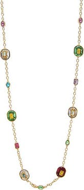 BY ADINA EDEN Multi Colored Square Stone Link Necklace