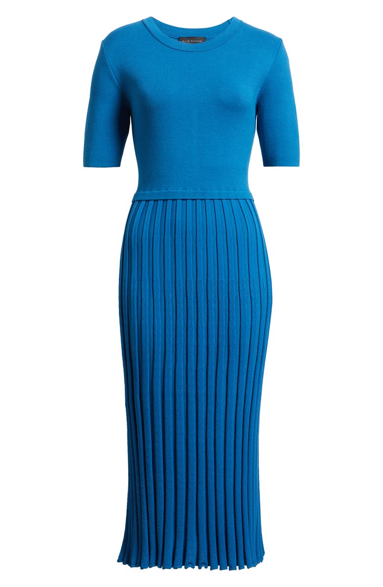 Elie Tahari The Vesper Knit Midi Dress, Alternate, color, Blue Palace
