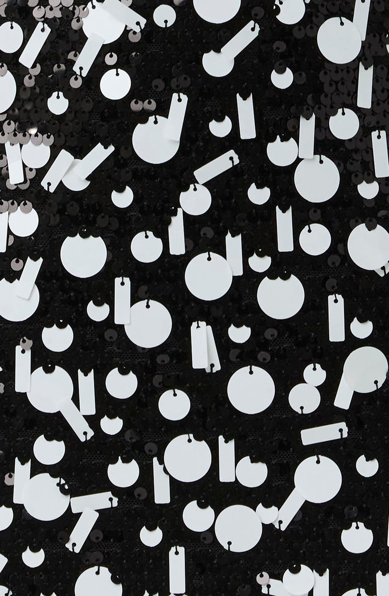 Naked Wardrobe Geometric Sequin Miniskirt, Alternate, color, Black / White