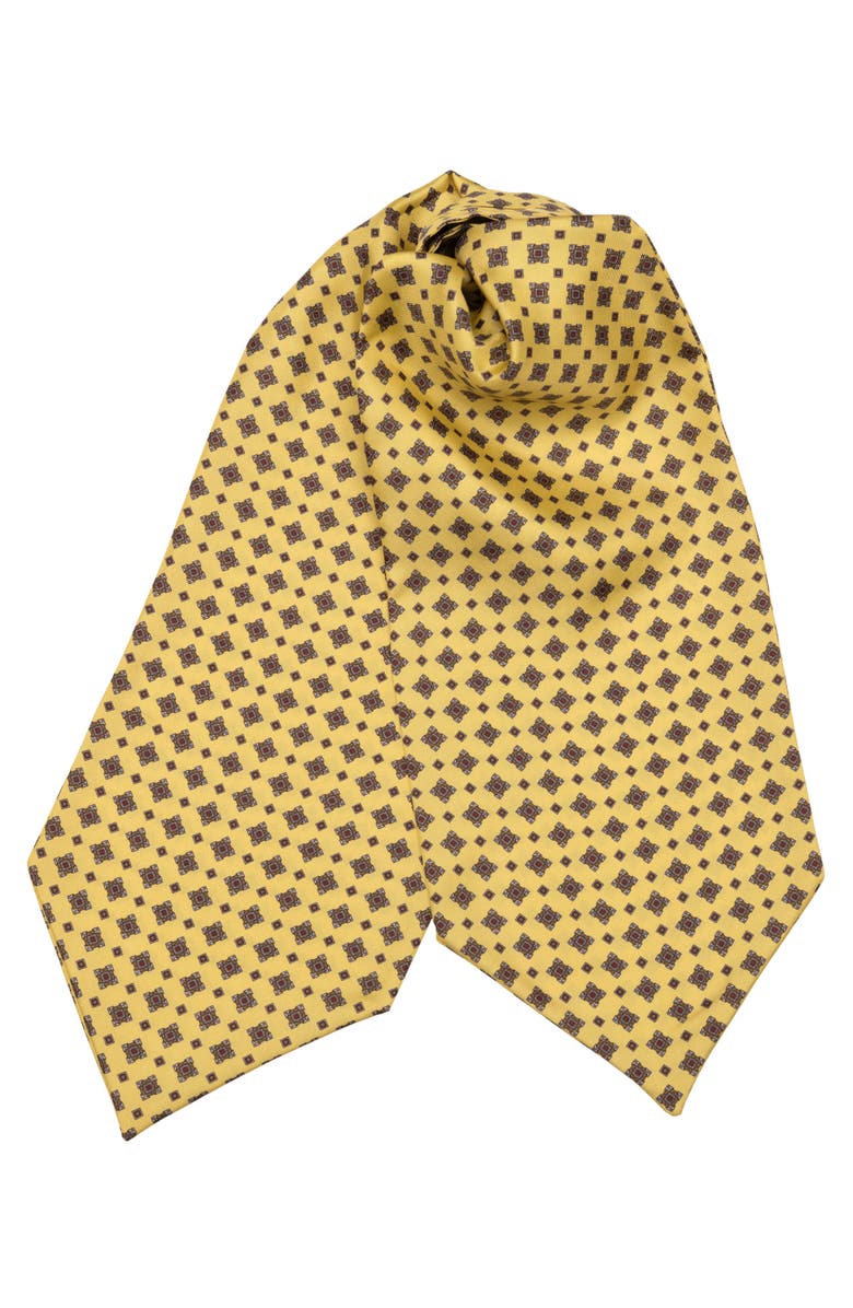 Elizabetta Corbara - Silk Ascot Cravat Tie for Men, Main, color, Yellow