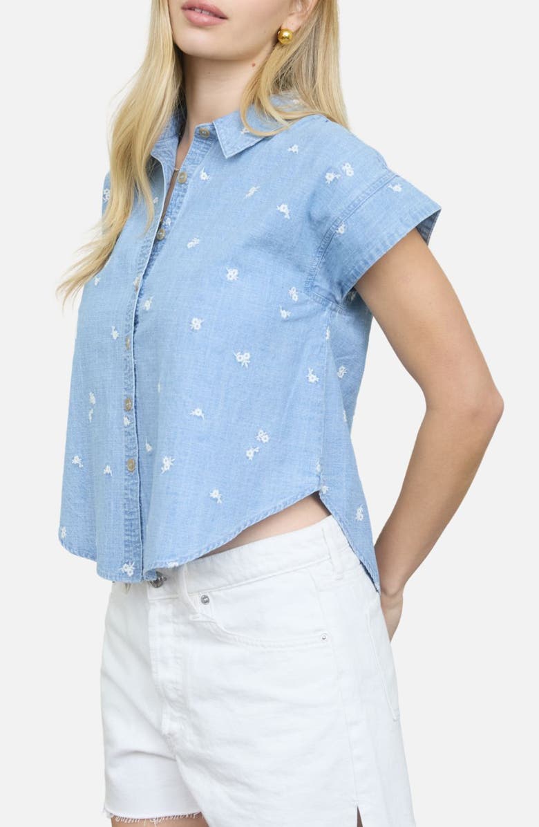 Blu Pepper Floral Chambray Button-Up Shirt, Alternate, color, Chambray