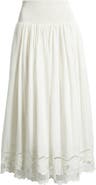 Treasure & Bond Embroidered Eyelet Cotton Smocked Waist Skirt