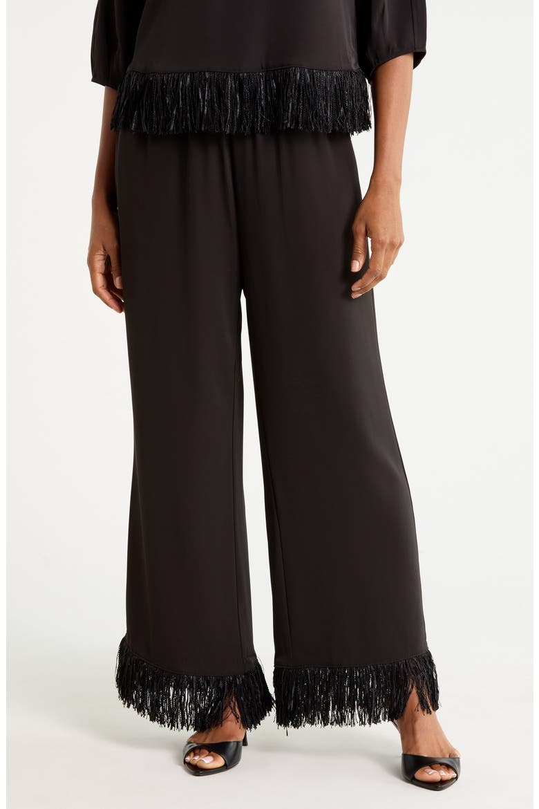 Fringe Wide Leg Pants, Main, color, BLACK