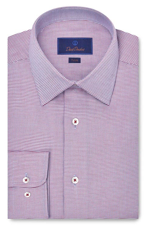 Trim Fit Dobby Micro Check Cotton Dress Shirt