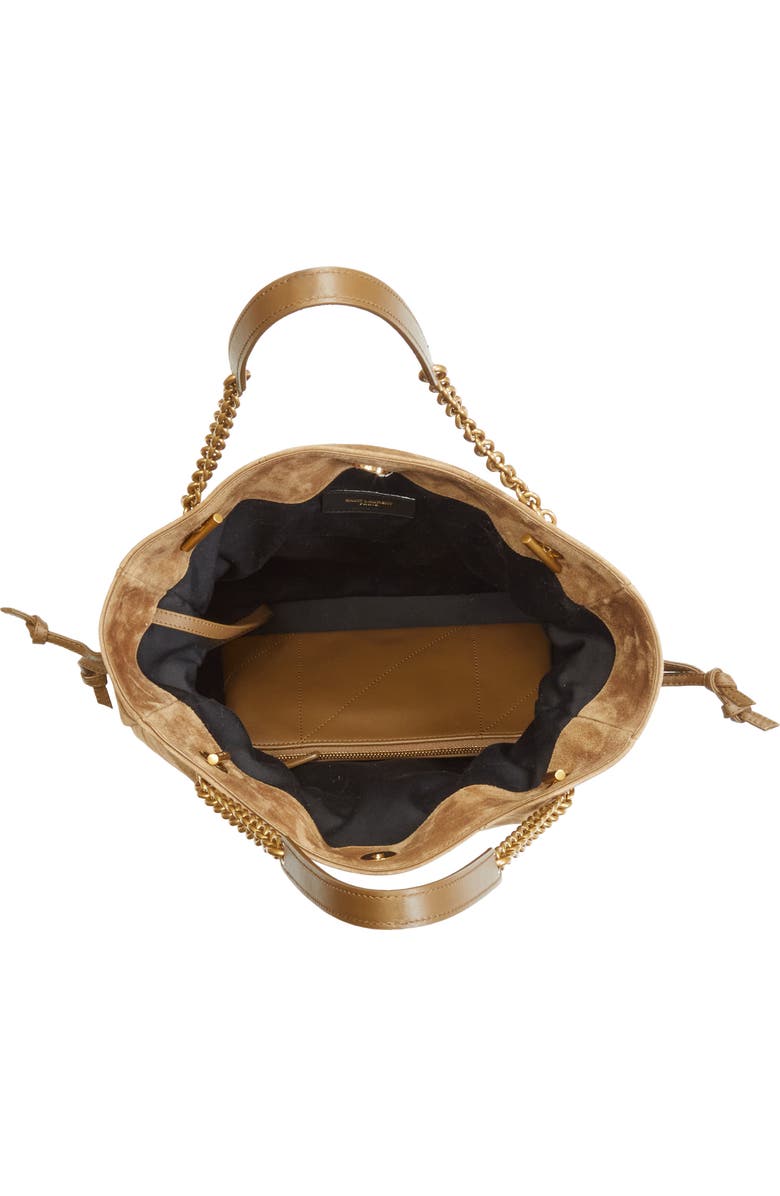 Saint Laurent Jamie Small Suede Shopper, Alternate, color, Golden Leaf