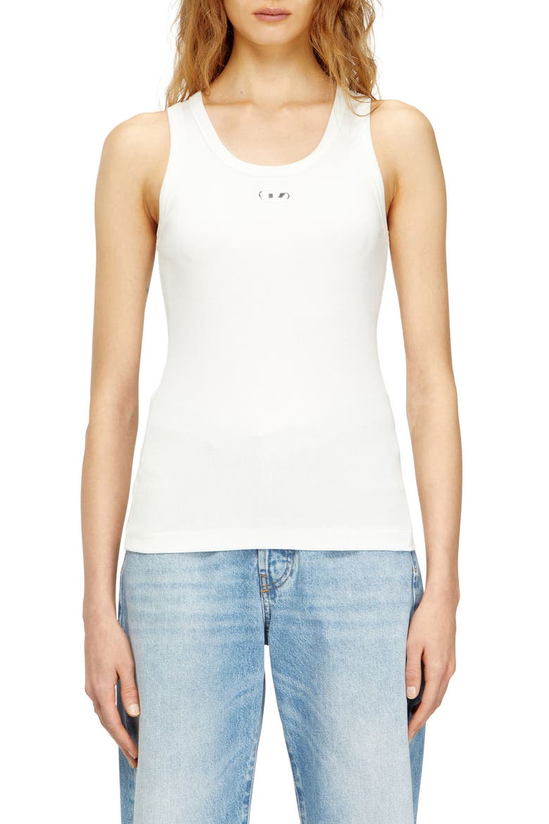 T-Anki-OD Metallic Oval D Cutout Rib Tank, Main, color, OFF/ WHITE