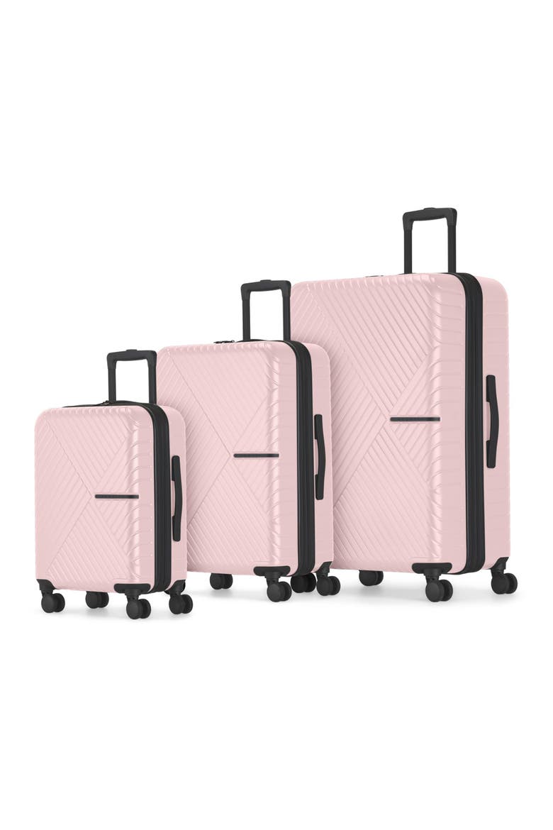 Berlin 3 Piece Hardside Luggage Set with Expansion, Main, color, Pink