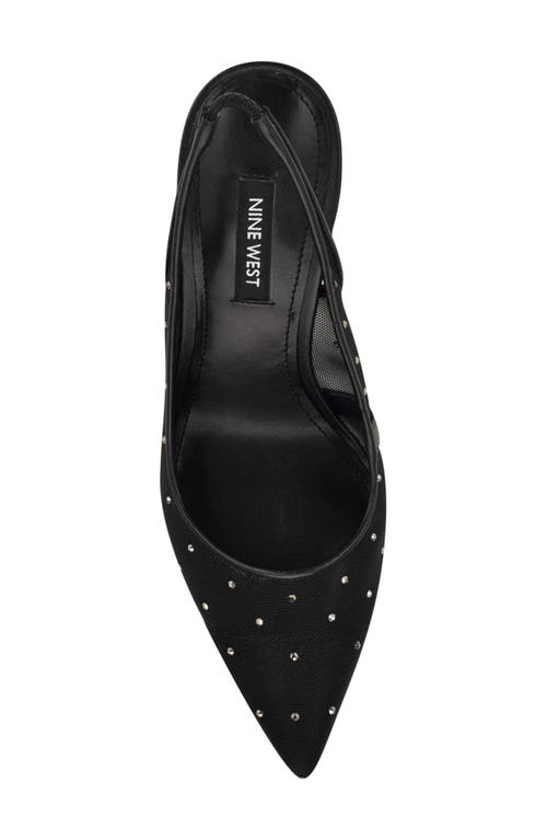 Nine West Feather Rhinestone Mesh Pump In Black/black