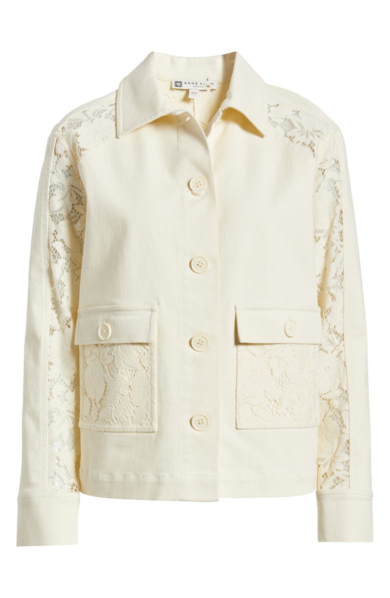 Anne Klein Lace Detail Stretch Cotton Jacket, Alternate, color,