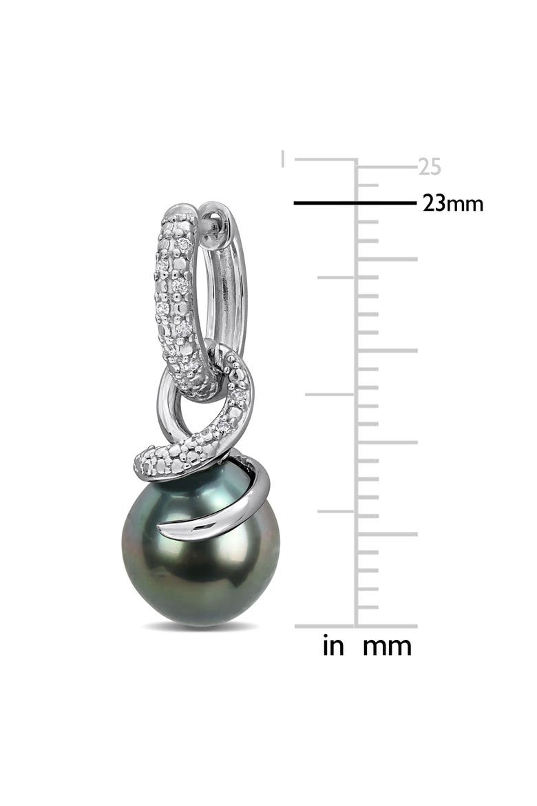 8-8.5mm Cultured Tahitian Pearl & Diamond Drop Earrings, Alternate, color, BLACK