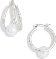 NORDSTROM RACK Faux Pearl Caged Hoop Earrings