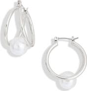 NORDSTROM RACK Faux Pearl Caged Hoop Earrings