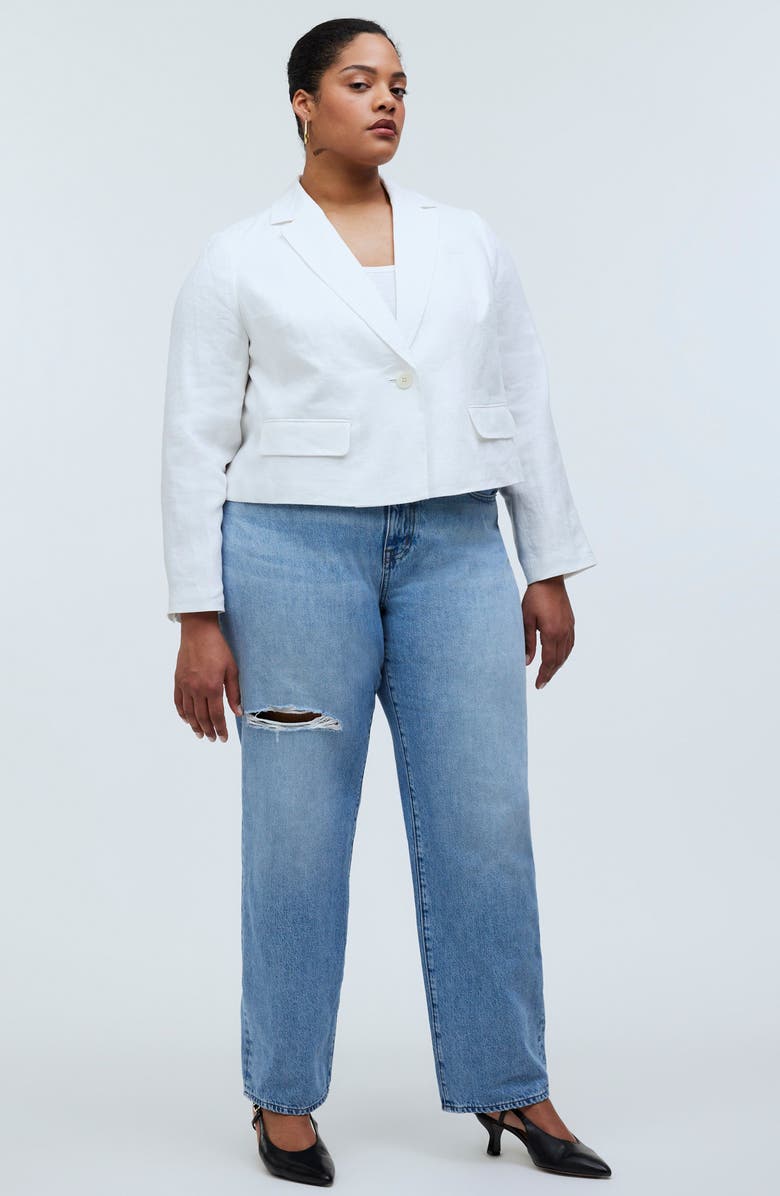 Madewell Crop Linen Blazer, Alternate, color, 