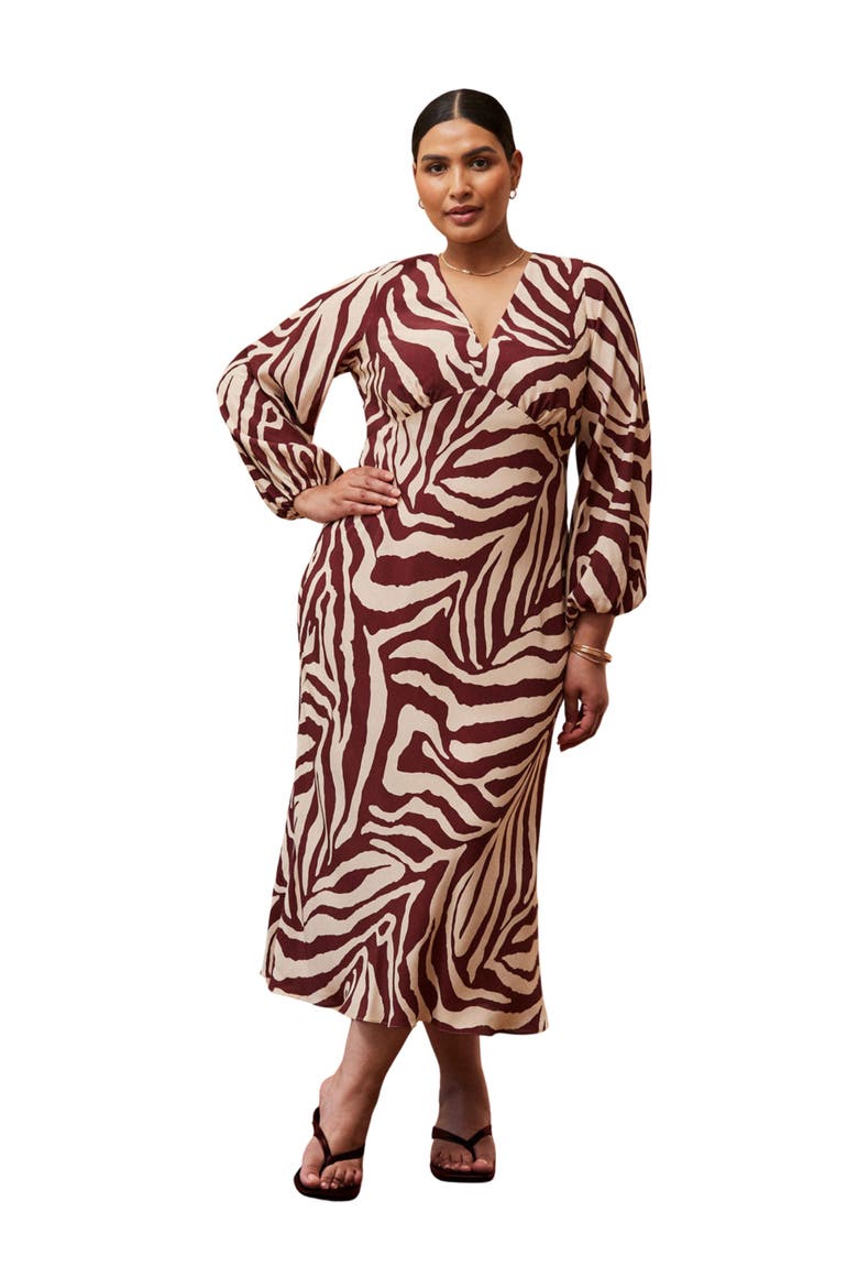 Animal Stripe Long Sleeve Dress, Main, color, Cream