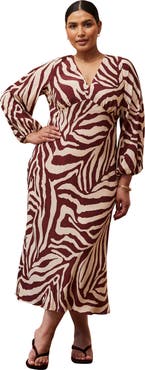 Live Unlimited Animal Stripe Long Sleeve Dress