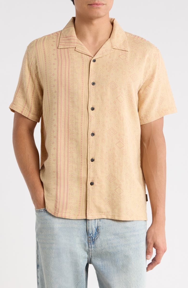 Billabong Garage Nashua Stripe Jacquard Cotton Button-Up Camp Shirt, Main, color, Oatmeal