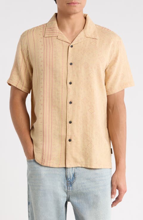 Garage Nashua Stripe Jacquard Cotton Button-Up Camp Shirt