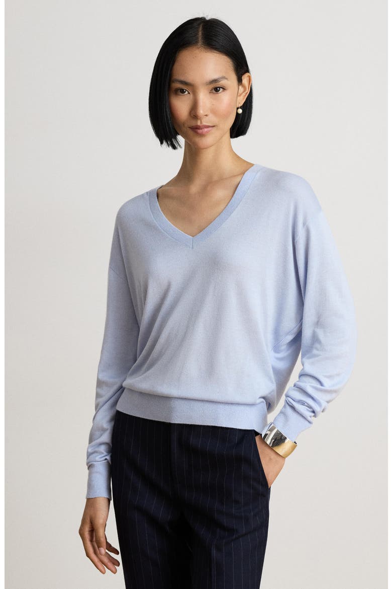 Minclaire V-Neck Sweater, Alternate, color, ICY BLUE