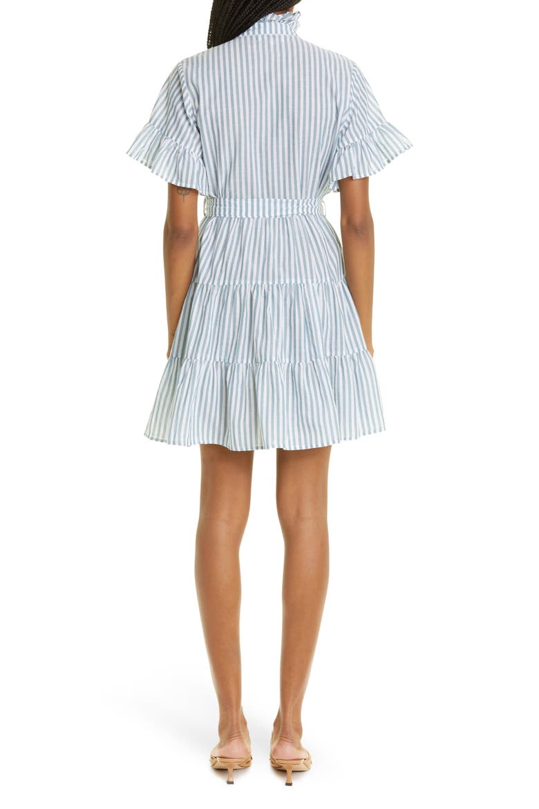 Violetta Ruffle Tie Waist Dress, Alternate, color, CALAIS STRIPE