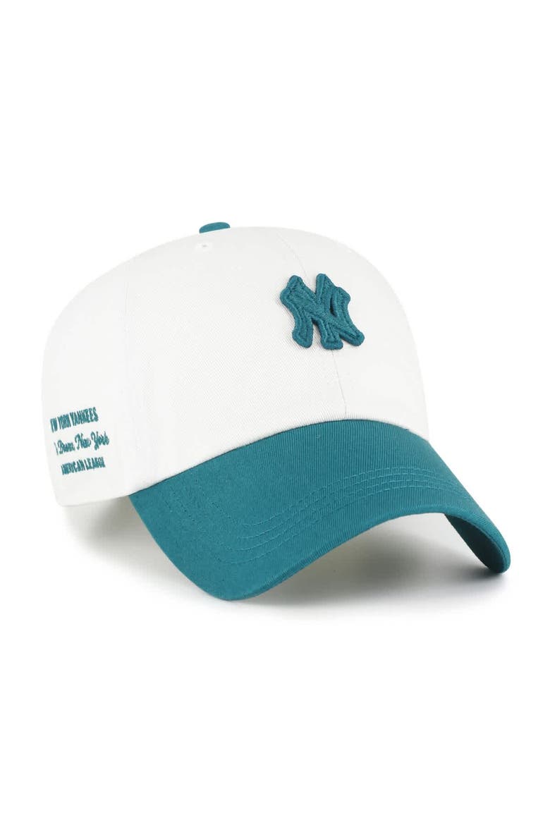 Men's '47 White/Teal New York Yankees Contemporary Tonal Clean Up Adjustable Hat, Alternate, color, White