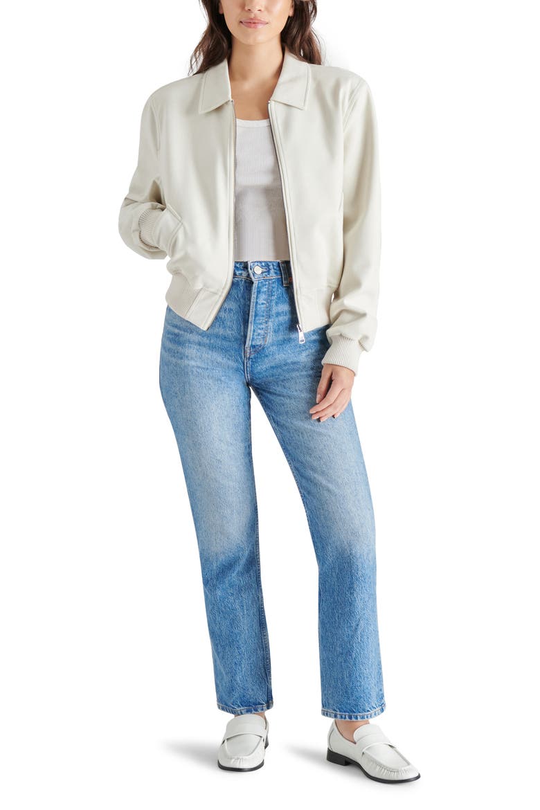 Anouk Faux Suede Bomber Jacket, Alternate, color, SILVER BIRCH