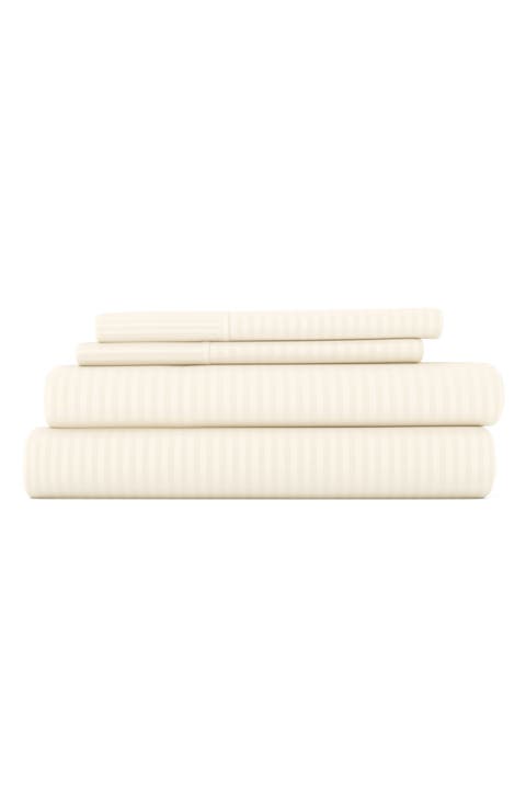HOME SPUN Premium Ultra Soft Striped 4-Piece Bed Sheet Set