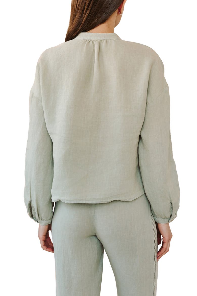 Open Stitch Linen Top, Alternate, color, GREEN TEA