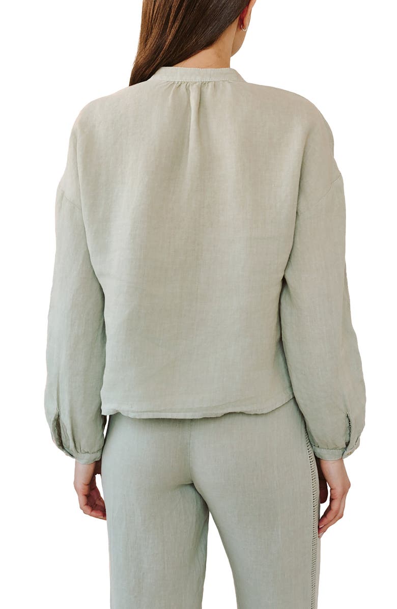 Bella Dahl Open Stitch Linen Top, Alternate, color, Green Tea