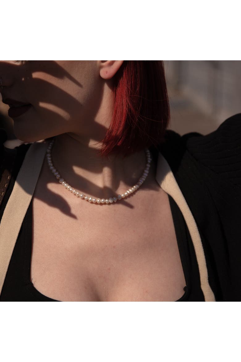Freshwater Pearl Station Necklace, Alternate, color, Gold