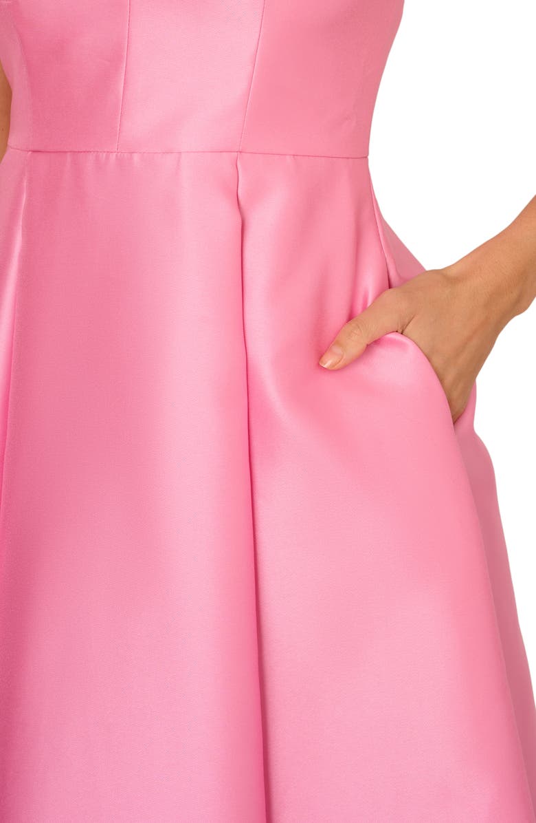 Adrianna Papell Floral Appliqué Pleated Mikado Cocktail Dress, Alternate, color, 