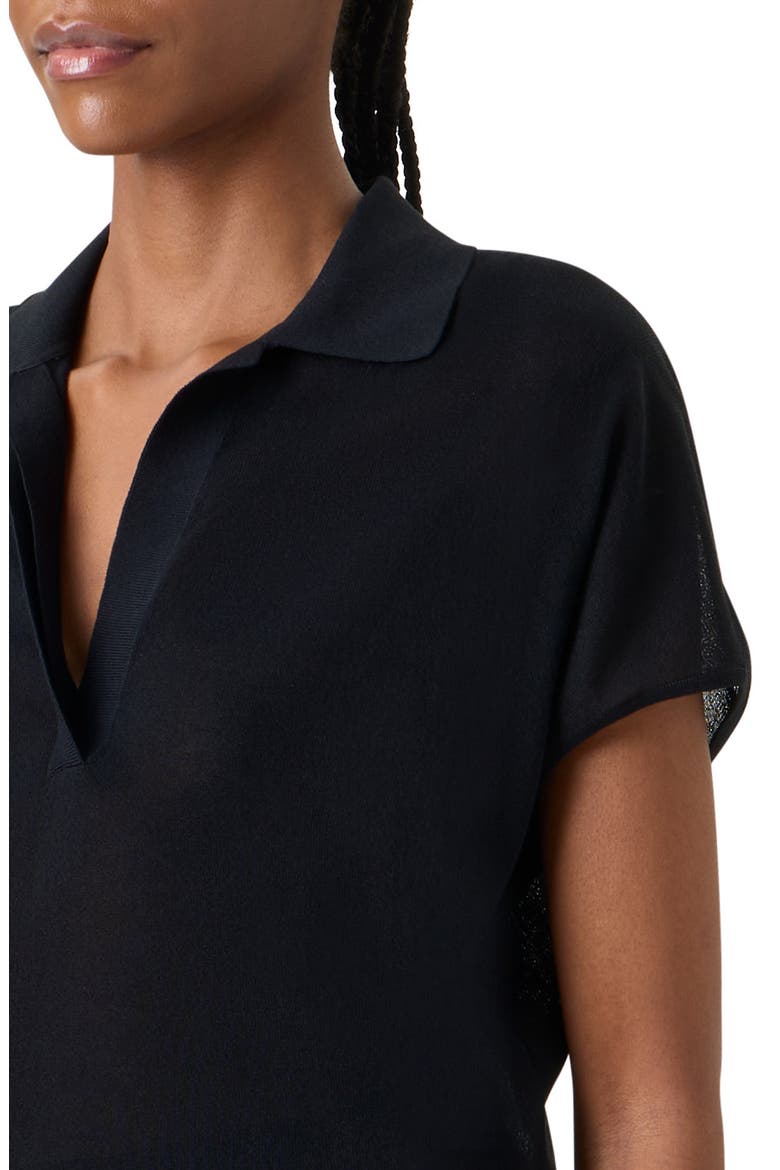 Relaxed Fit Polo Sweater, Alternate, color, BLACK