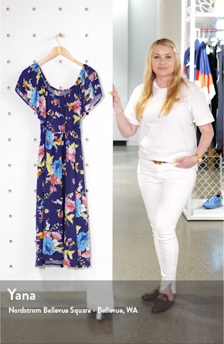 Off the Shoulder Popover Midi Dress, sales video thumbnail