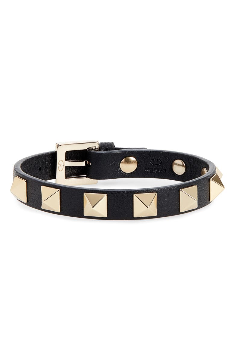 Valentino Garavani Valentino Rockstud Small Leather Bracelet, Main, color,