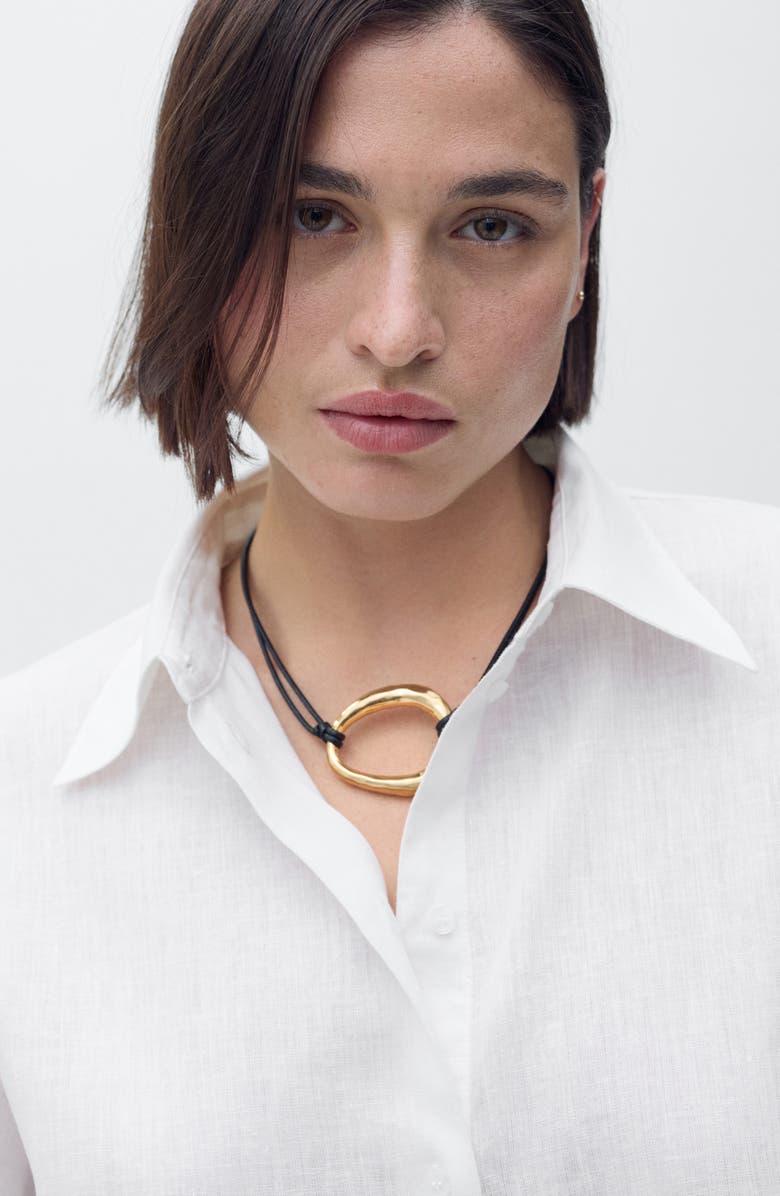 MANGO Pai Linen & Cotton Button-Up Shirt, Alternate, color, Off White