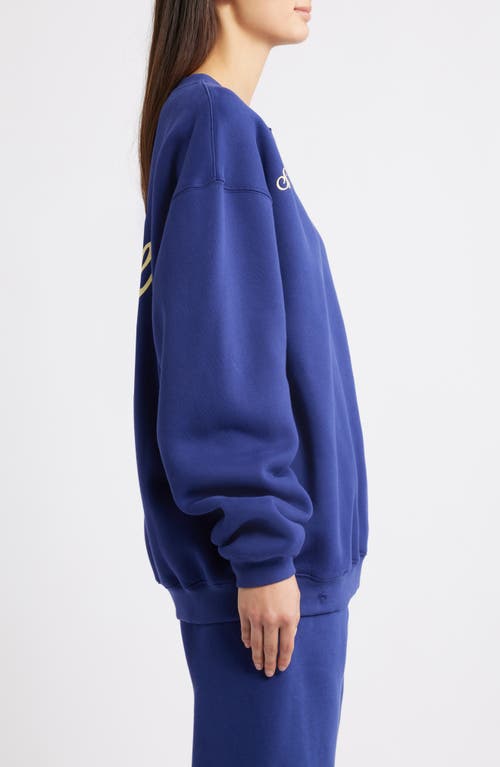 The Mayfair Group Smiled Oversize Crewneck Sweatshirt In Blue