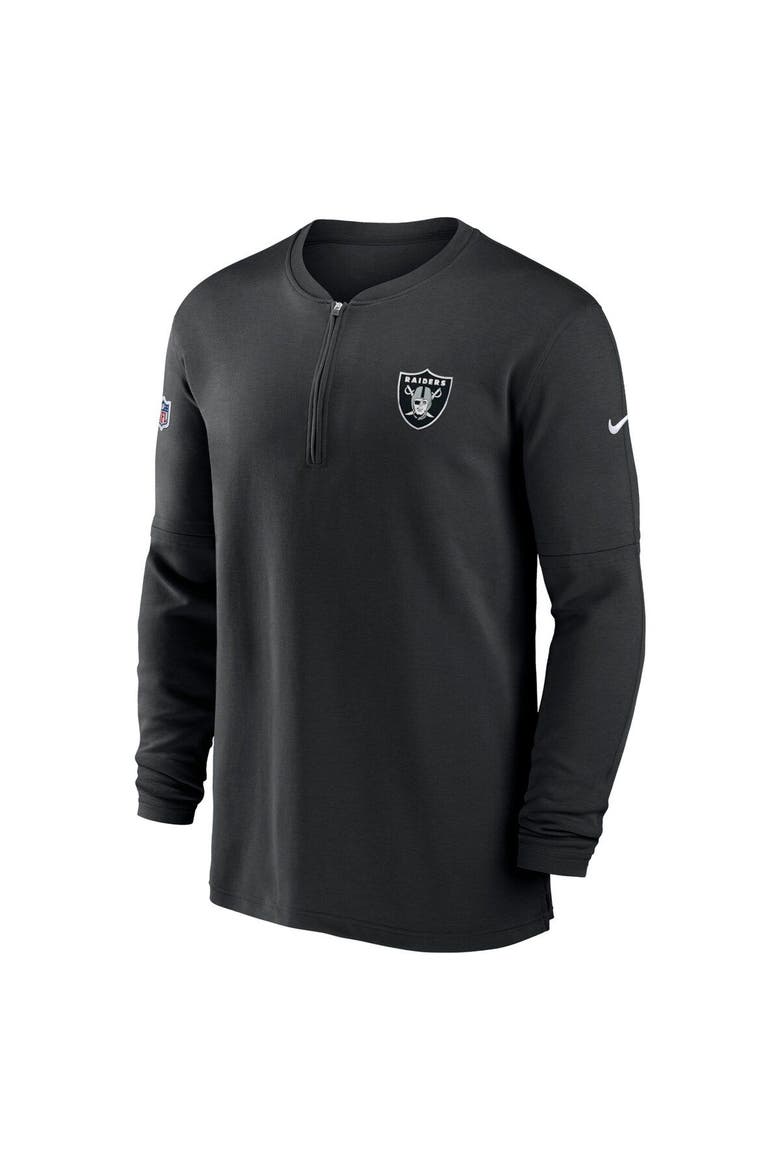 Men's Nike  Black Las Vegas Raiders 2023 Sideline Performance Long Sleeve Tri-Blend Quarter-Zip Top, Alternate, color, Black