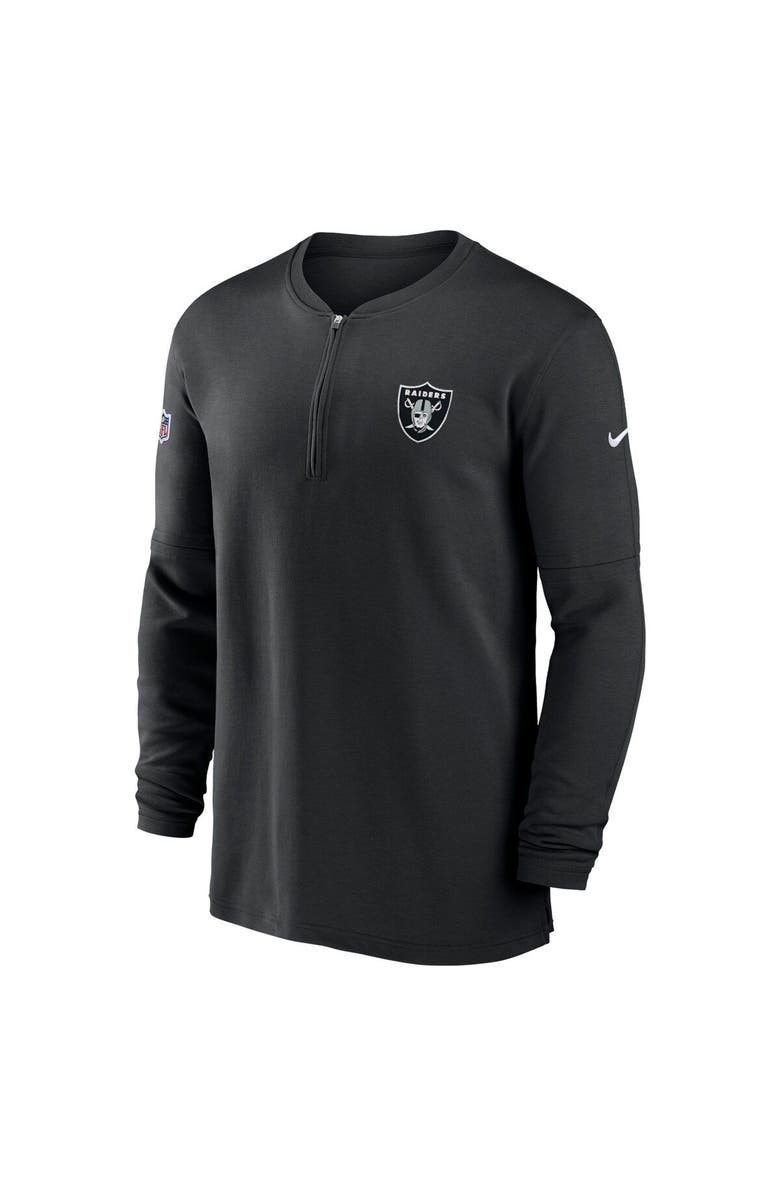 Nike Men's Nike Black Las Vegas Raiders 2023 Sideline Performance Long Sleeve Tri-Blend Quarter-Zip Top, Alternate, color, Black