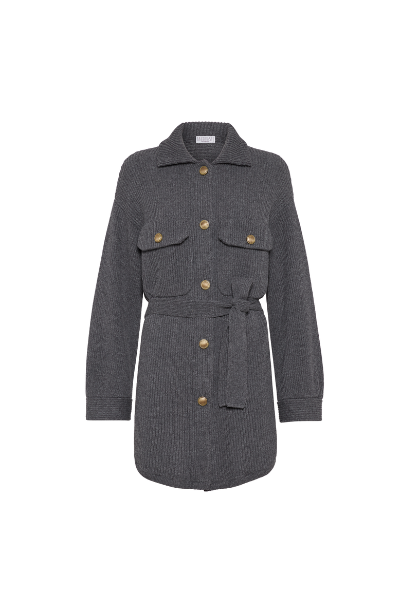 Brunello Cucinelli English rib knit cardigan, Main, color, Lead