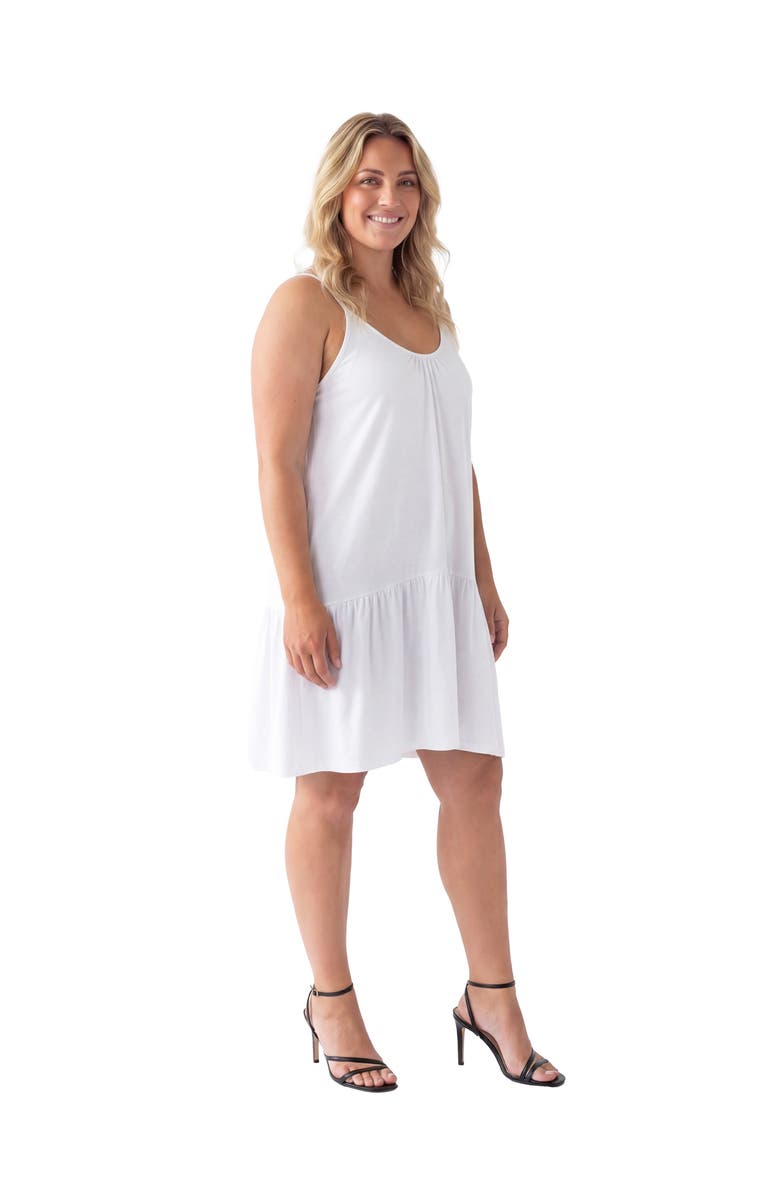 24seven Comfort Apparel Curvy Essential Scoop Neck Spaghetti Strap Pocket A-Line Mini Dress, Alternate, color, White