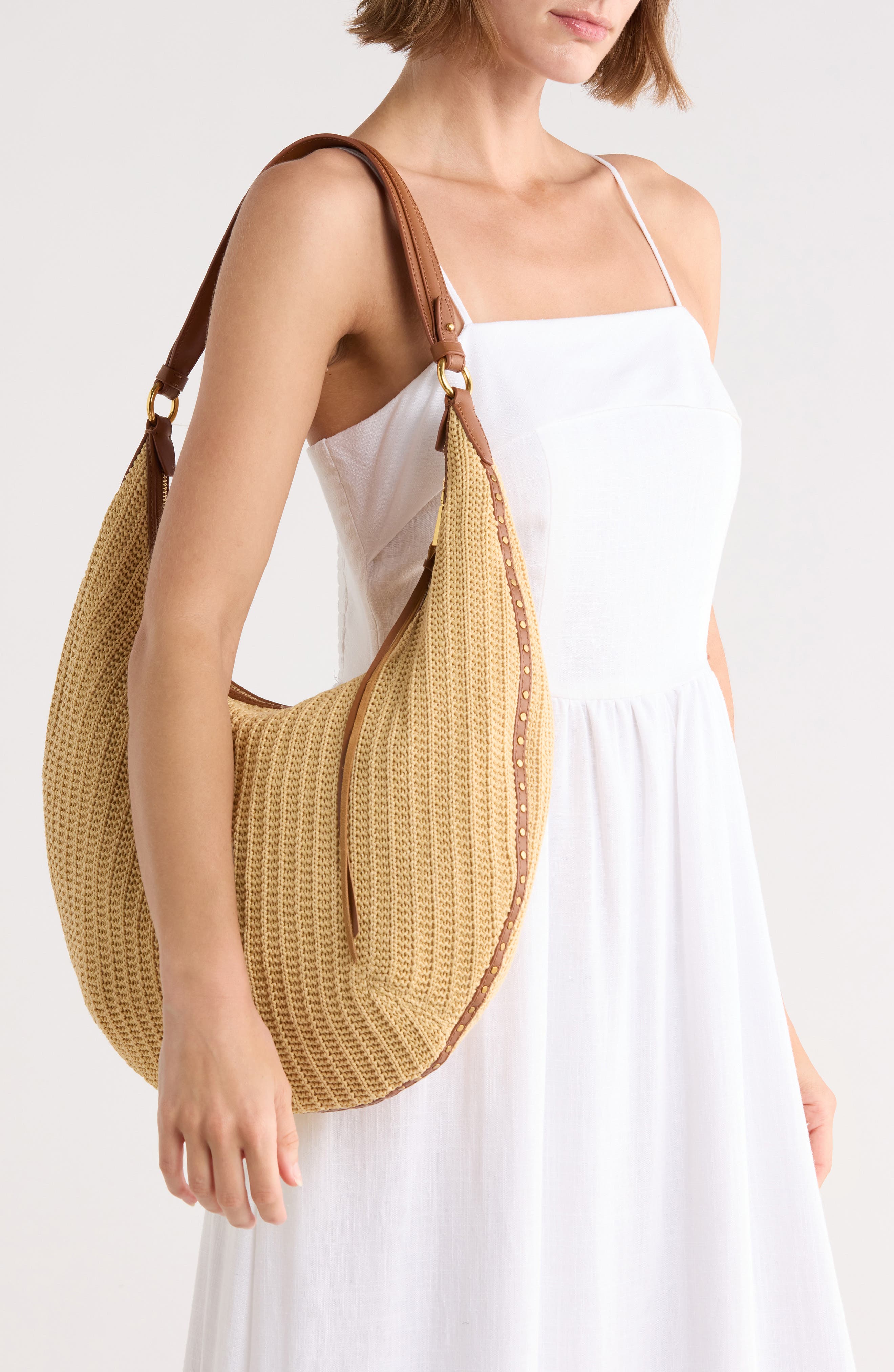 Darren Crescent Hobo Bag, Alternate, color, NATURAL