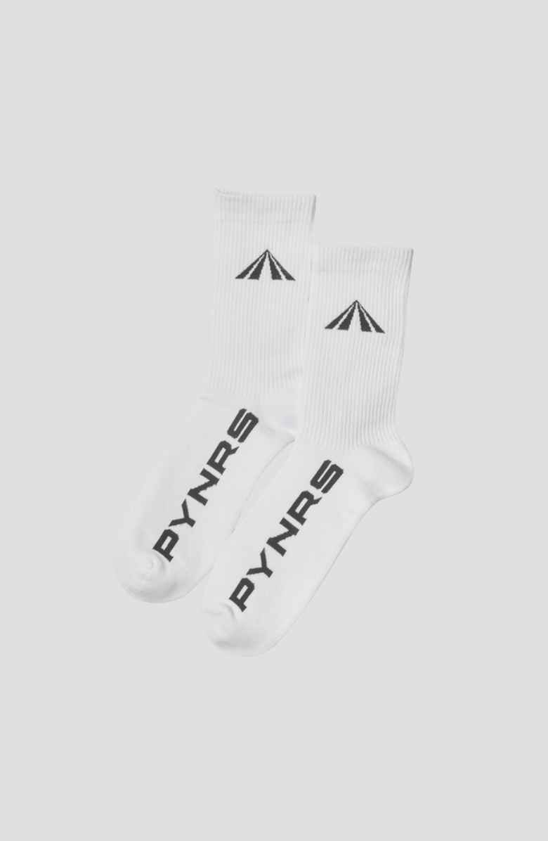 PYNRS Performance Streetwear Road Logo Crew Sock, Alternate, color, White