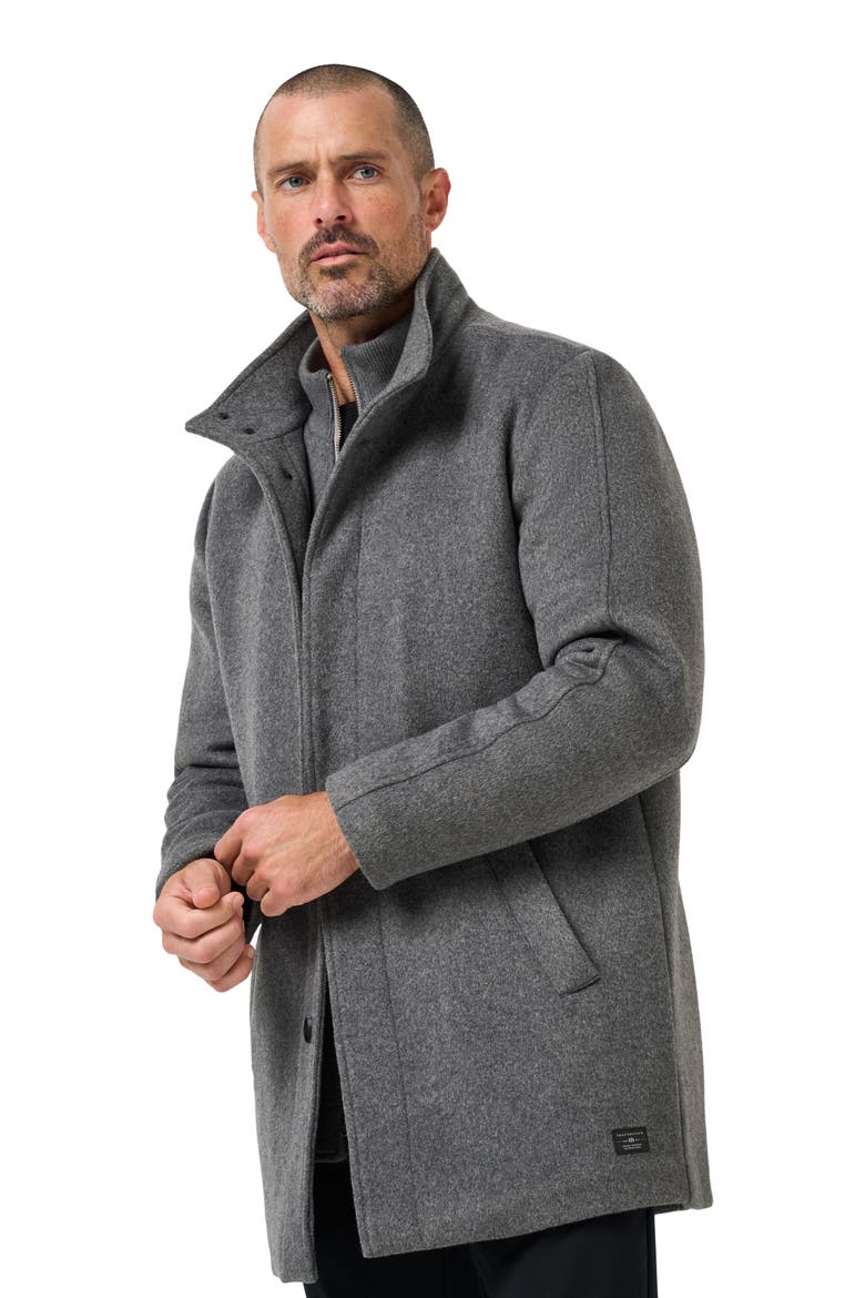 Brushed Wool Blend Coat, Alternate, color, HEATHER DARK GREY