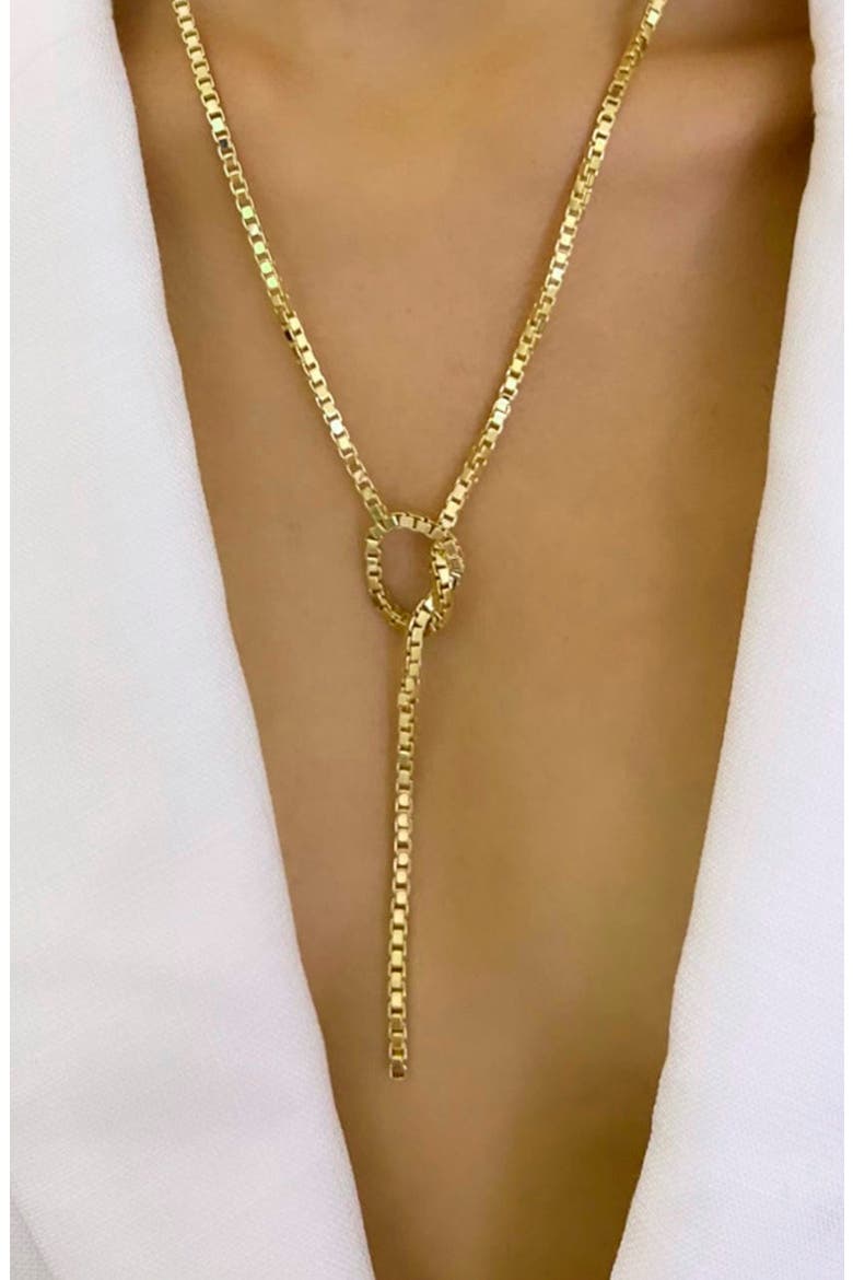 Rima Box Chain Lariat Necklace, Alternate, color, YELLOW GOLD