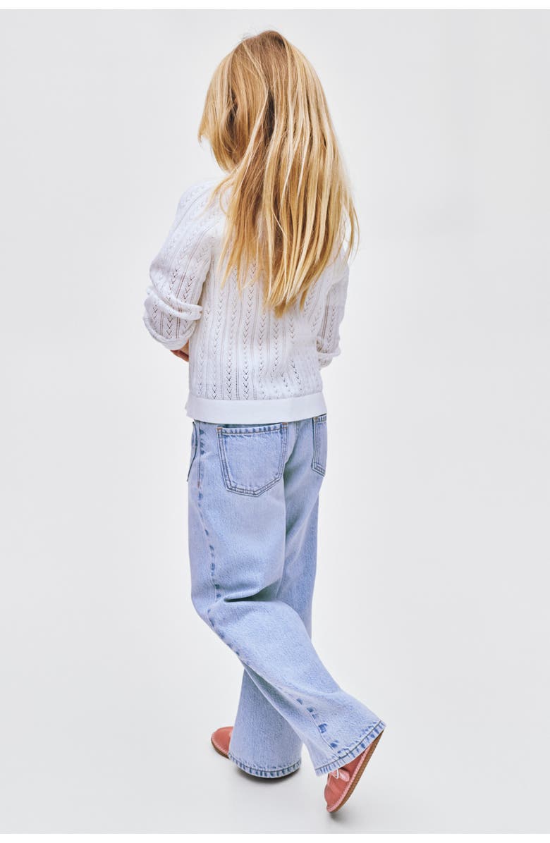 H&M Motif-detail Wide Leg Jeans, Alternate, color, Light Denim Blue