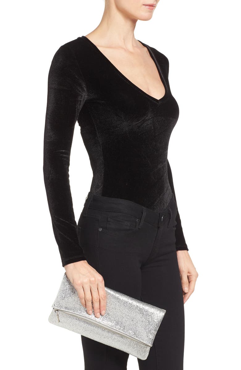 Sole Society Maci Crinkle Faux Leather Foldover Clutch, Alternate, color,