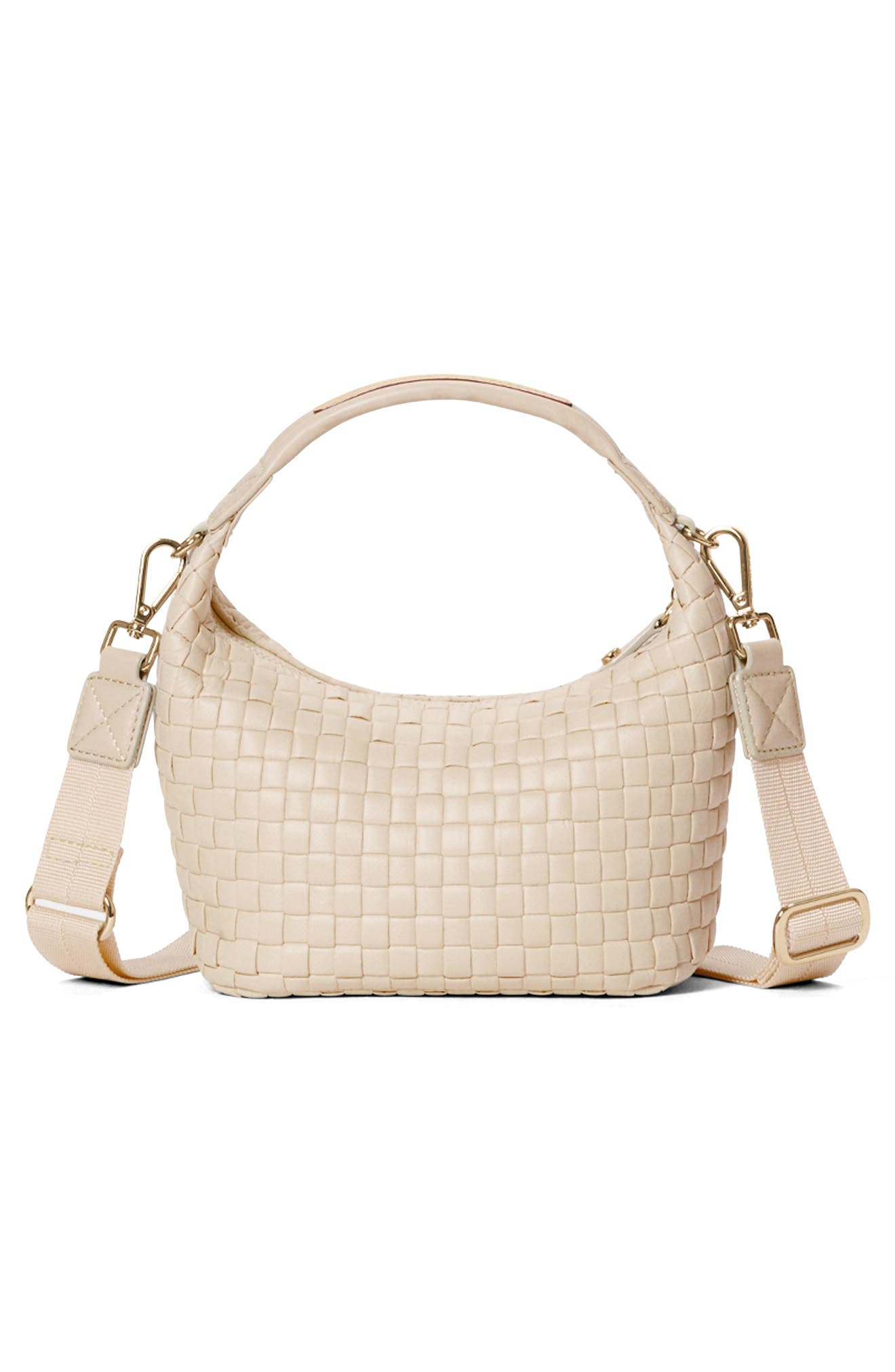 MZ Wallace Mini Woven Top Handle Hobo Bag, Alternate, color, Buff